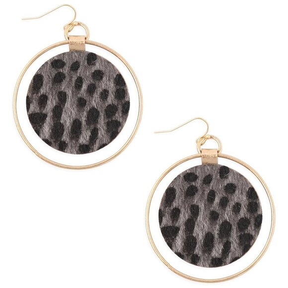 Boutique Jewelry - Animal Print Gold Hoop Statement Earrings